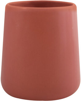 MSV Badkamer drinkbeker Malmo - Keramiek - terracotta - 8 x 10 cm - Tandenborstelhouders Bruin