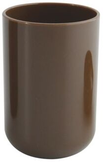 MSV Badkamer drinkbeker Porto - PS kunststof - bruin - 7 x 10 cm - Tandenborstelhouders