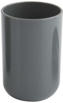 MSV Badkamer drinkbeker Porto - PS kunststof - donkergrijs - 7 x 10 cm - Tandenborstelhouders