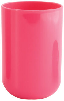 MSV Badkamer drinkbeker Porto - PS kunststof - fuchsia roze - 7 x 10 cm - Tandenborstelhouders