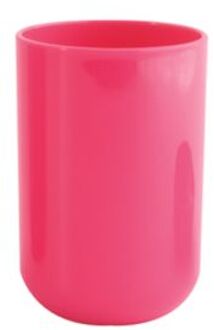 MSV Badkamer drinkbeker Porto - PS kunststof - fuchsia roze - 7 x 10 cm - Tandenborstelhouders