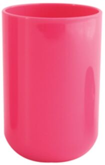 MSV Badkamer drinkbeker Porto - PS kunststof - fuchsia roze - 7 x 10 cm - Tandenborstelhouders