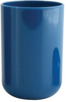 MSV Badkamer drinkbeker Porto - PS kunststof - marine blauw - 7 x 10 cm - Tandenborstelhouders