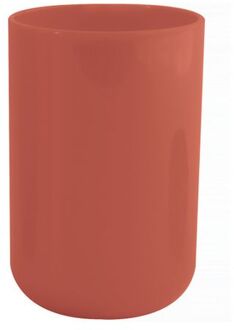 MSV Badkamer drinkbeker Porto - PS kunststof - terracotta - 7 x 10 cm - Tandenborstelhouders Bruin