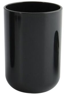 MSV Badkamer drinkbeker Porto - PS kunststof - zwart - 7 x 10 cm - Tandenborstelhouders