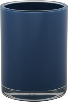 MSV Badkamer drinkbeker/tandenborstelhouder Aveiro - PS kunststof - donkerblauw - 7 x 9 cm
