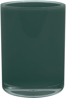 MSV Badkamer drinkbeker/tandenborstelhouder Aveiro - PS kunststof - donkergroen - 7 x 9 cm