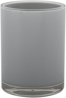MSV Badkamer drinkbeker/tandenborstelhouder Aveiro - PS kunststof - lichtgrijs - 7 x 9 cm