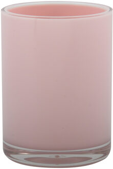 MSV Badkamer drinkbeker/tandenborstelhouder Aveiro - PS kunststof - lichtroze - 7 x 9 cm