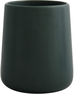 MSV Badkamer drinkbeker/tandenborstelhouder Malmo - Keramiek - donkergroen - 8 x 10 cm