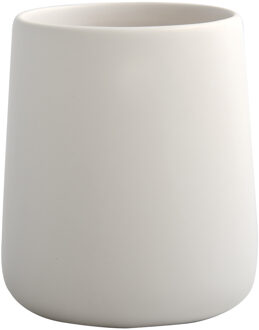 MSV Badkamer drinkbeker/tandenborstelhouder Malmo - Keramiek - wit - 8 x 10 cm