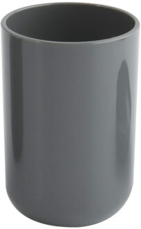 MSV Badkamer drinkbeker/tandenborstelhouder Porto - PS kunststof - donkergrijs - 7 x 10 cm