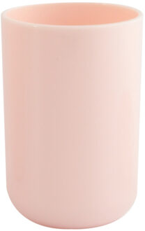 MSV Badkamer drinkbeker/tandenborstelhouder Porto - PS kunststof - lichtroze - 7 x 10 cm