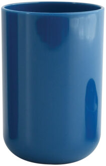 MSV Badkamer drinkbeker/tandenborstelhouder Porto - PS kunststof - marine blauw - 7 x 10 cm
