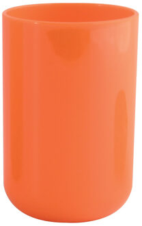 MSV Badkamer drinkbeker/tandenborstelhouder Porto - PS kunststof - oranje - 7 x 10 cm