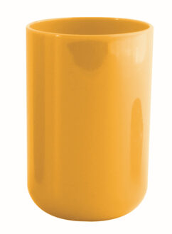MSV Badkamer drinkbeker/tandenborstelhouder Porto - PS kunststof - saffraan geel - 7 x 10 cm