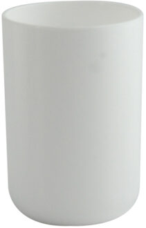 MSV Badkamer drinkbeker/tandenborstelhouder Porto - PS kunststof - wit - 7 x 10 cm