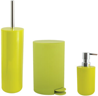 MSV Badkameraccessoire Moods - pedaalemmer - beker - zeeppompje - lime/appel groen - kunststof - Badkameraccessoireset