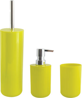 MSV Badkameraccessoire Moods - toiletborstel in houder - beker - zeeppompje - appel/lime groen - kunststof - Badkameracc