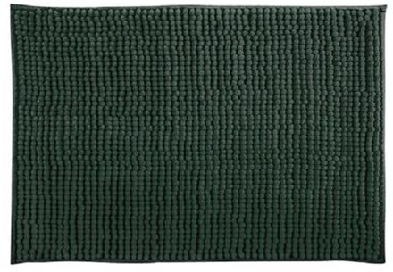 MSV Badkamerkleed/badmat tapijtje voor op de vloer - donkergroen - 50 x 80 cm - Microvezel - Badmatjes