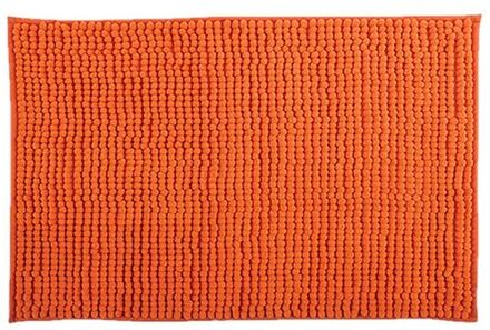 MSV Badkamerkleed/badmat tapijtje voor op de vloer - oranje - 50 x 80 cm - Microvezel - Badmatjes