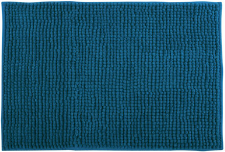 MSV Badkamerkleed/badmat tapijtje voor op de vloer - petrol blauw - 50 x 80 cm - Microvezel - Badmatjes