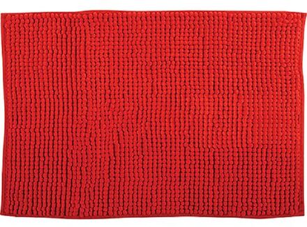 MSV Badkamerkleed/badmat tapijtje voor op de vloer - rood - 50 x 80 cm - Microvezel - Badmatjes