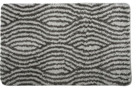 MSV Badkamerkleed|badmat voor op de vloer - grijs|wit - 50 x 80 cm