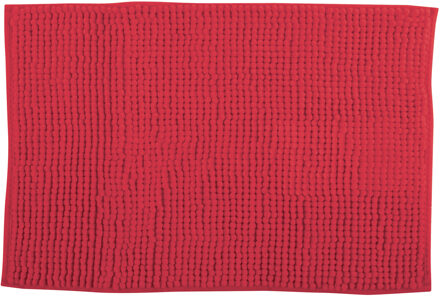 MSV Badkamerkleed/badmat voor op de vloer - rood - 40 x 60 cm - Microvezel - Badmatjes