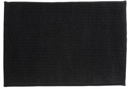 MSV Badkamerkleed/badmat voor op de vloer - zwart - 40 x 60 cm - Microvezel - Badmatjes