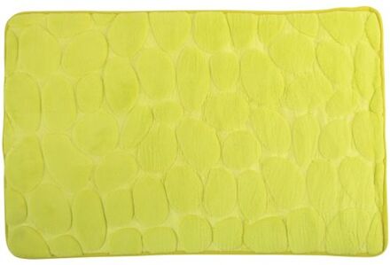 MSV Badkamerkleedje/badmat tapijt - kiezel motief - vloermat - appelgroen - 50 x 80 cm - laagpolig - Badmatjes