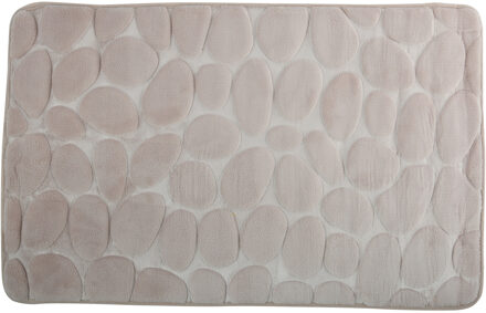 MSV Badkamerkleedje/badmat tapijt - kiezel motief - vloermat - beige - 50 x 80 cm - laagpolig - Badmatjes