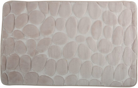 MSV Badkamerkleedje/badmat tapijt - kiezel motief - vloermat - beige - 50 x 80 cm - laagpolig