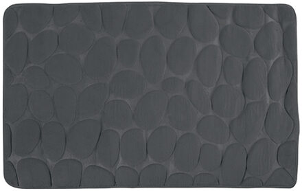 MSV Badkamerkleedje/badmat tapijt - kiezel motief - vloermat - donkergrijs - 50 x 80 cm - laagpolig