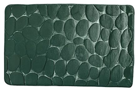 MSV Badkamerkleedje/badmat tapijt - kiezel motief - vloermat - donkergroen - 50 x 80 cm - laagpolig - Badmatjes