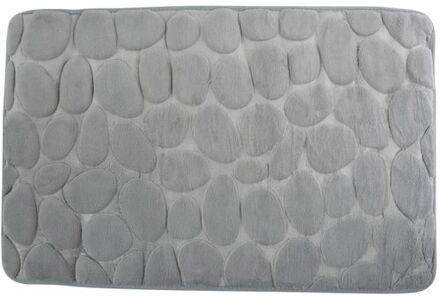MSV Badkamerkleedje/badmat tapijt - kiezel motief - vloermat - grijs - 50 x 80 cm - laagpolig - Badmatjes