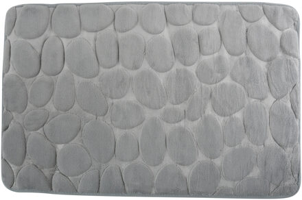 MSV Badkamerkleedje/badmat tapijt - kiezel motief - vloermat - grijs - 50 x 80 cm - laagpolig