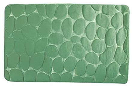 MSV Badkamerkleedje/badmat tapijt - kiezel motief - vloermat - groen - 50 x 80 cm - laagpolig - Badmatjes