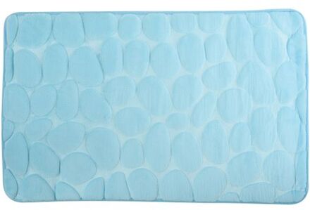 MSV Badkamerkleedje/badmat tapijt - kiezel motief - vloermat - lichtblauw - 50 x 80 cm - laagpolig - Badmatjes