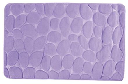 MSV Badkamerkleedje/badmat tapijt - kiezel motief - vloermat - lila paars - 50 x 80 cm - laagpolig - Badmatjes
