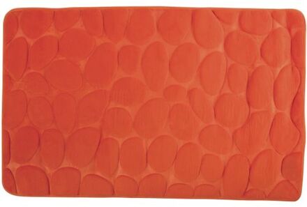 MSV Badkamerkleedje/badmat tapijt - kiezel motief - vloermat - oranje - 50 x 80 cm - laagpolig - Badmatjes