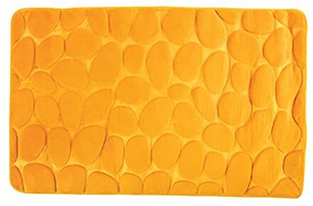 MSV Badkamerkleedje/badmat tapijt - kiezel motief - vloermat - saffraan geel - 50 x 80 cm - laagpolig - Badmatjes Oranje