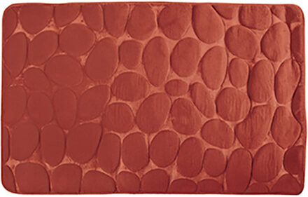 MSV Badkamerkleedje/badmat tapijt - kiezel motief - vloermat - terracotta - 50 x 80 cm - laagpolig