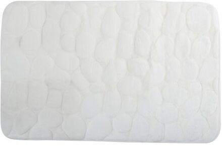 MSV Badkamerkleedje/badmat tapijt - kiezel motief - vloermat - wit - 50 x 80 cm - laagpolig - Badmatjes