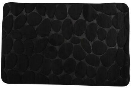 MSV Badkamerkleedje/badmat tapijt - kiezel motief - vloermat - zwart - 50 x 80 cm - laagpolig - Badmatjes