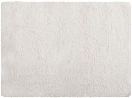 MSV Badkamerkleedje/badmat tapijt - voor de vloer - wit - 50 x 70 cm - langharig - Badmatjes