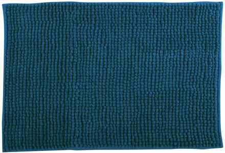 MSV Badkamerkleedje/badmat tapijt voor op de vloer donkerblauw 60 x 90 cm