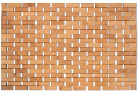 MSV Badkamerkleedje|badmat voor op de vloer - bamboe hout - 42 x 64 cm Bruin