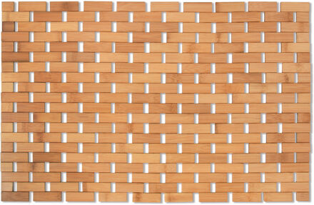 MSV Badkamerkleedje/badmat voor op de vloer - bamboe hout - 50 x 80 cm
