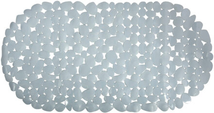 MSV Badmat - douche anti-slip mat - PVC - grijs - 35x68 cm - zuignappen - steentjes motief